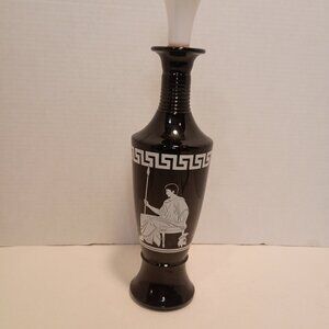 1960 JIM BEAM Liquor Decanter Blue/White Grecian Motif